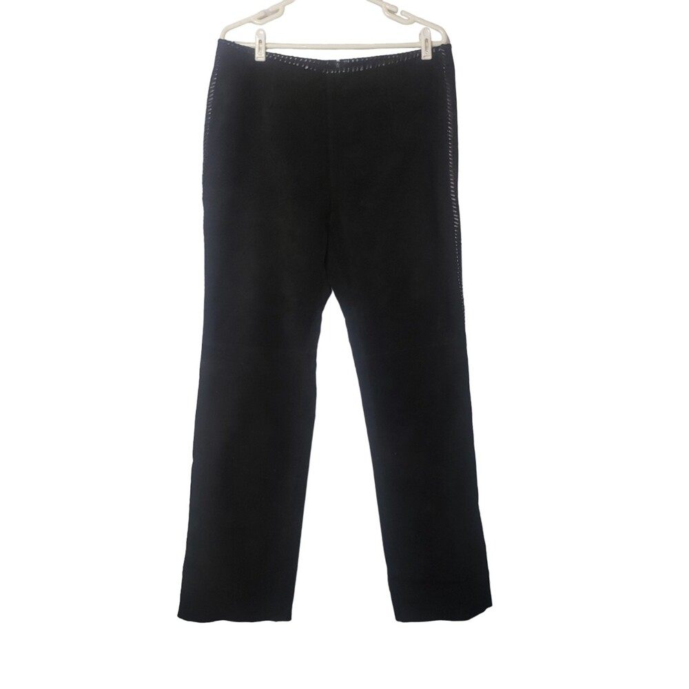HUGO BUSCATI Black Suede Leather Jeans Size 16